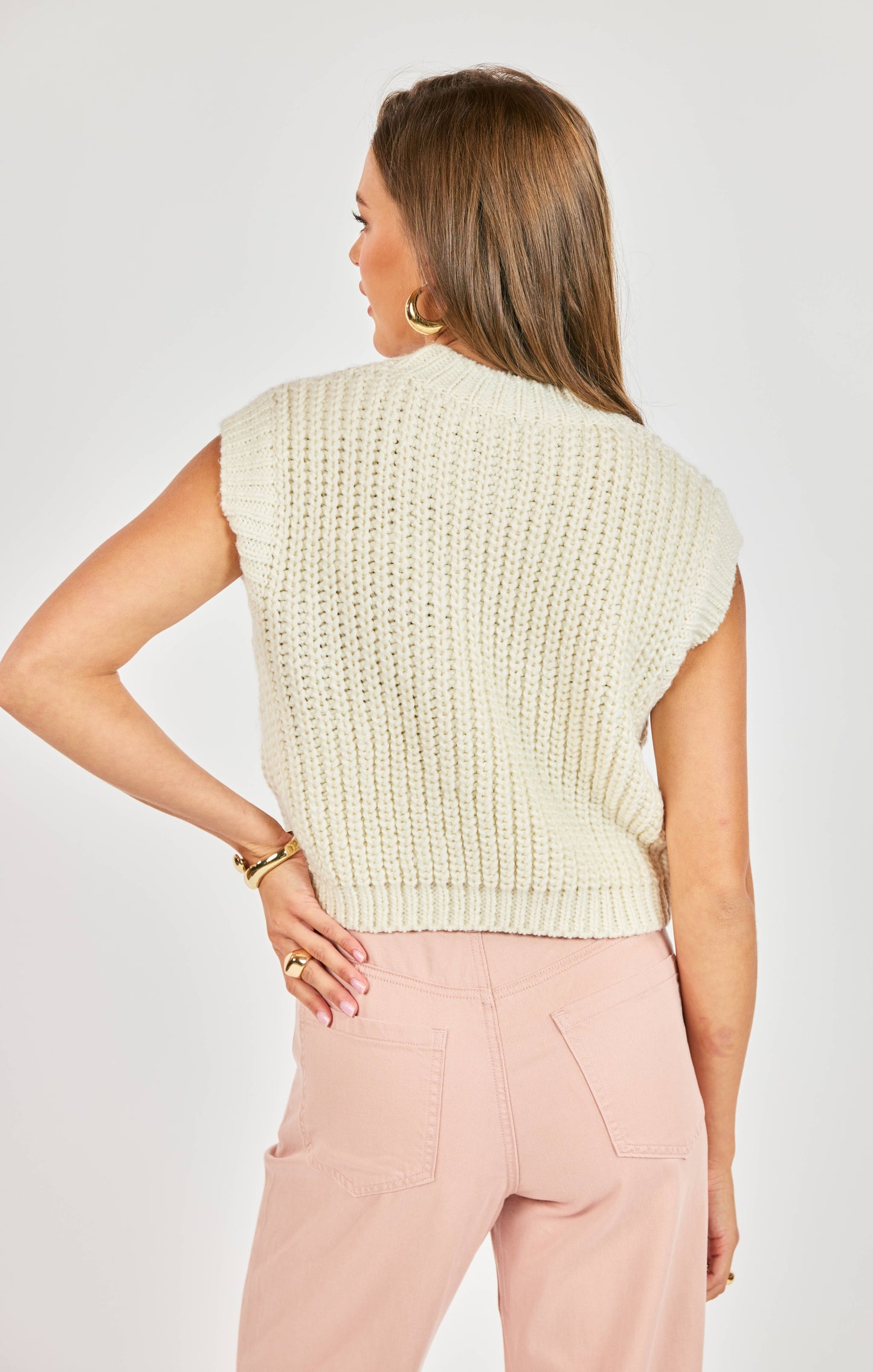 Chunky Handknit Tank- Ivory