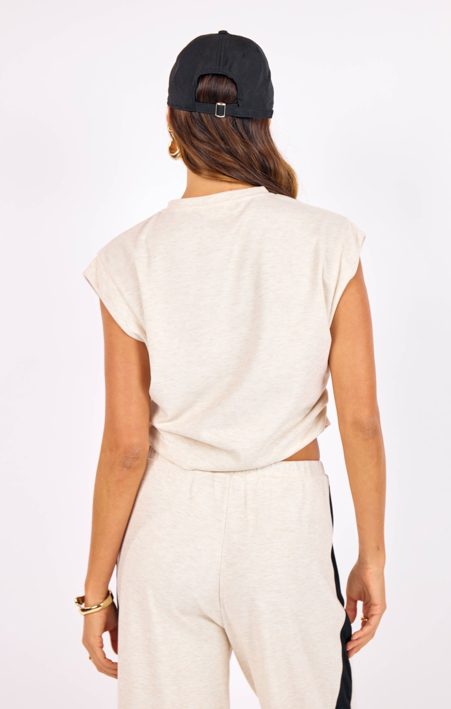 Metro Ruched Knit Top- Oatmeal