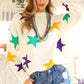 Mardi Gras Star Sweater- Off White