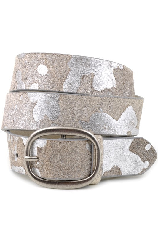 Cow Hide Belt- Silver