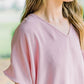 Flowy V Blouse-Baby Pink