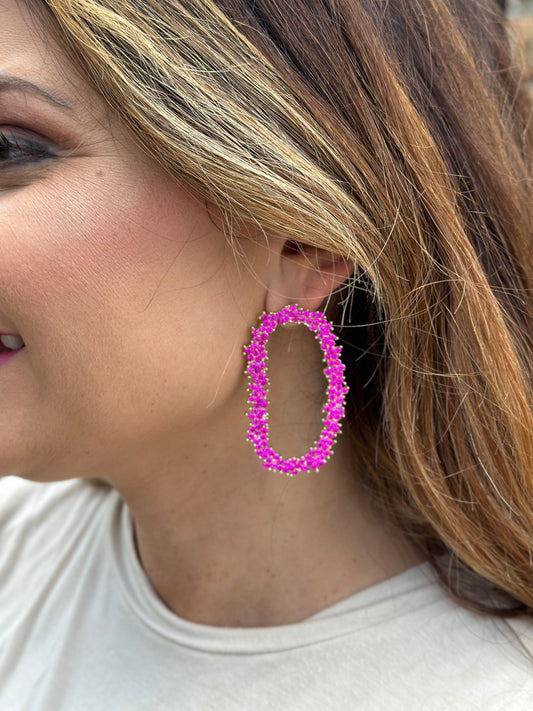 Crystal Garland Earrings- Pink