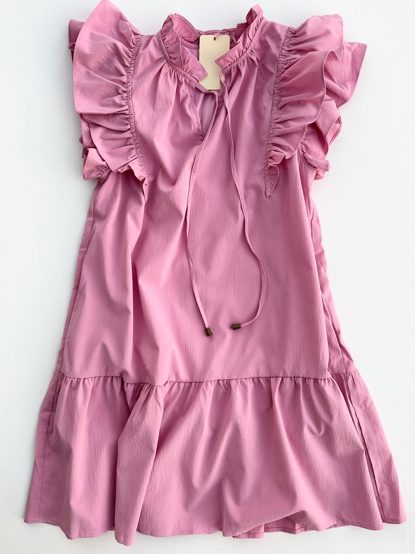 Ken Ruffle Tiered Dress- Pink