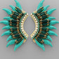 Sequin & Glass Wing Earrings- Green