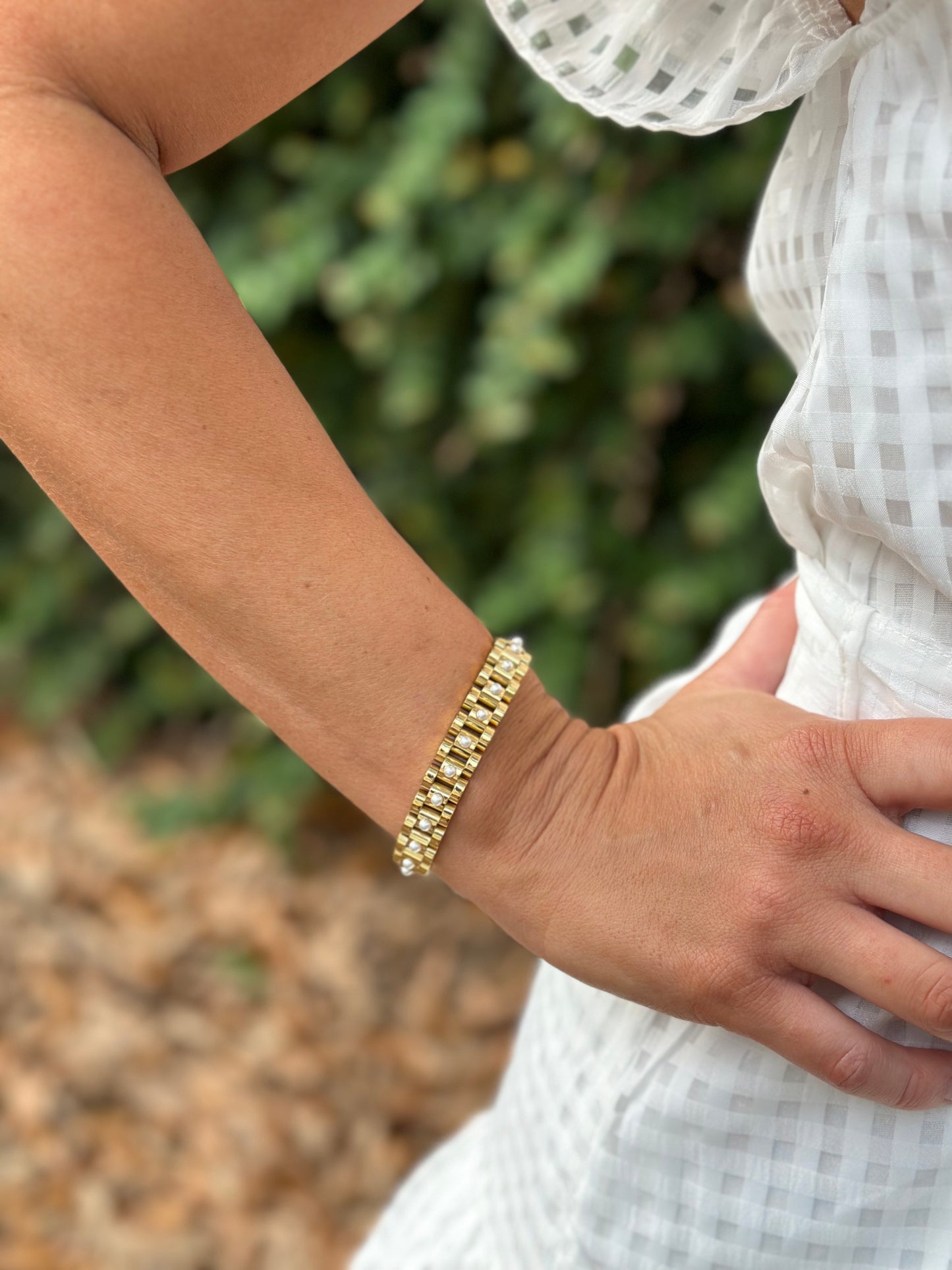 Rolly Bracelet- Pearl & Gold