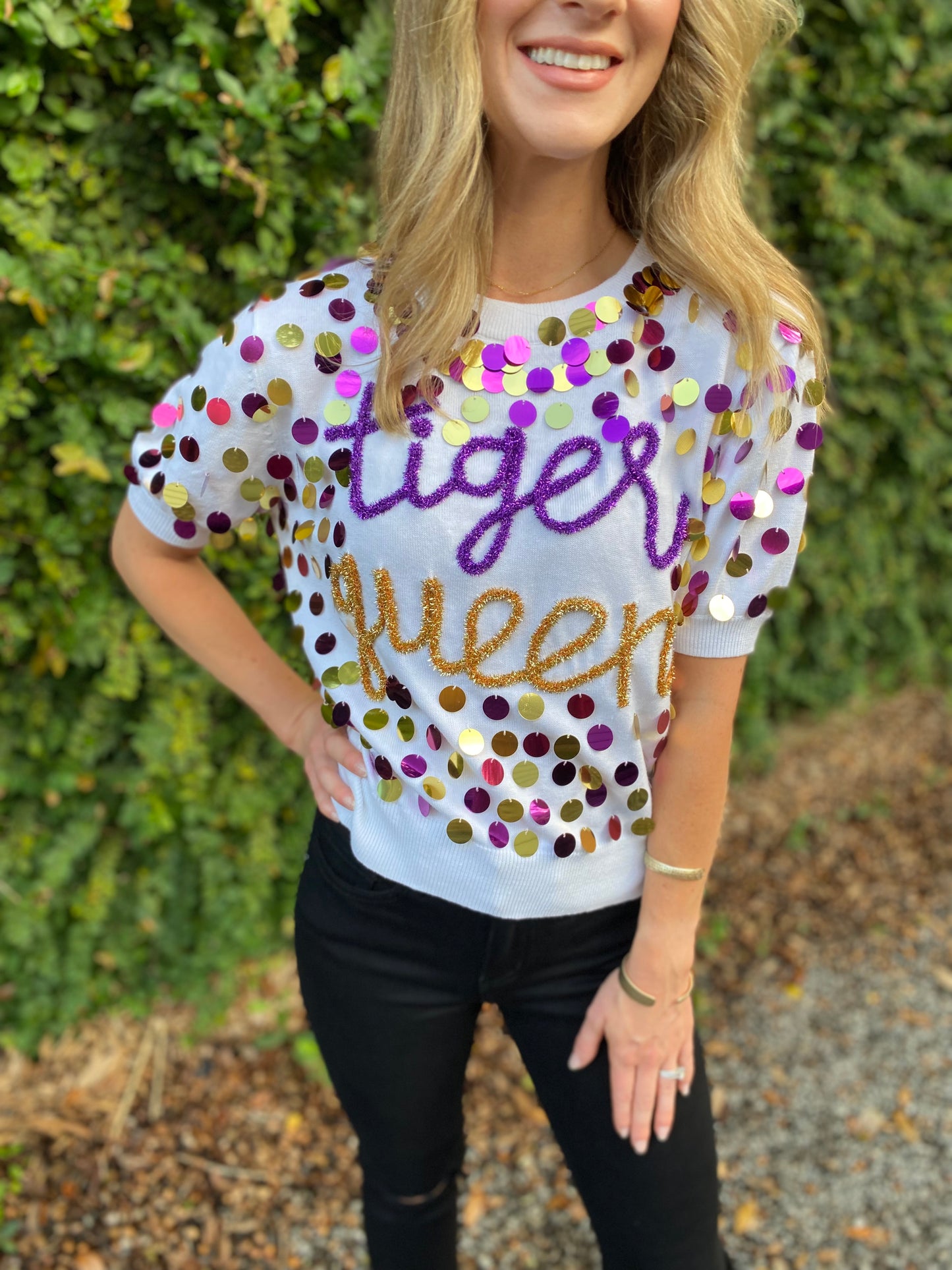 Tiger Queen Short Sleeve Sweater Top