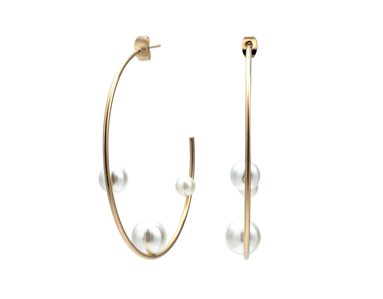 Pearl Inset Hoop Earrings