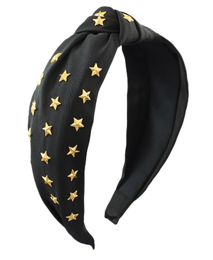 Star Knotted Headband- Black