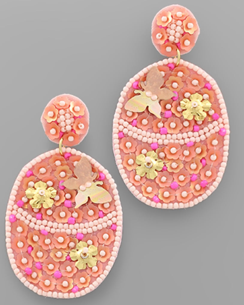 Easter Egg Earrings- Pink