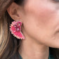 Glam Angel Wing Earrings- Hot Pink