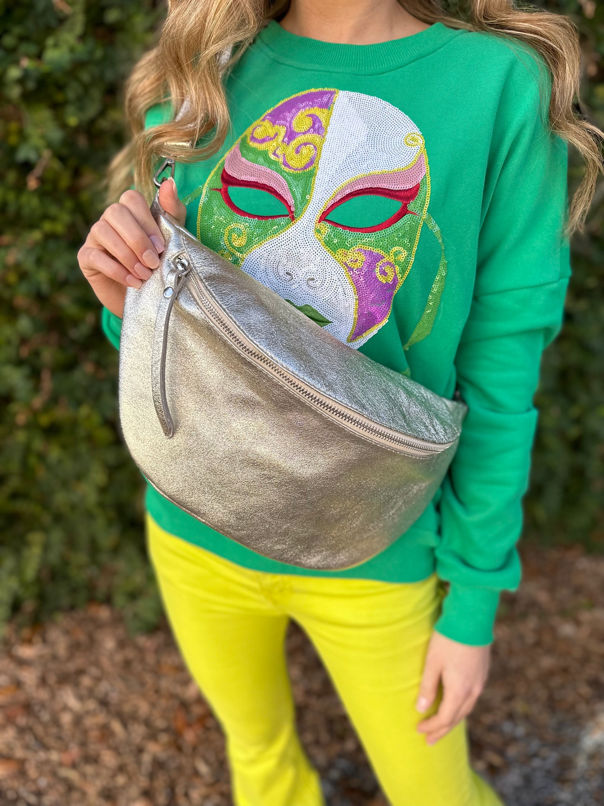 Nicoletta Crossbody Fanny Bag Large Gold Hazel Lane Boutique