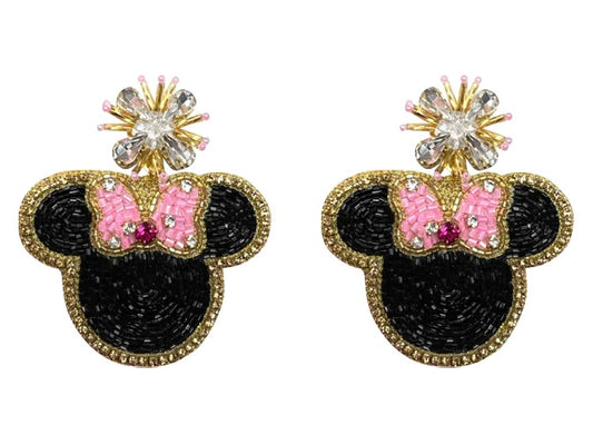 Minnie Mouse Earrings- Pink