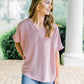 Flowy V Blouse-Baby Pink