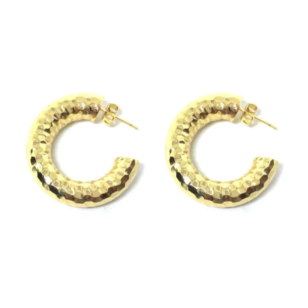 Hand-hammered Brass Hoop Earrings — Chela Gurnee Healing