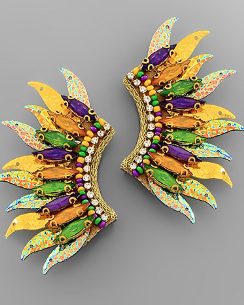 Sequin & Glass Wing Earrings- PGG