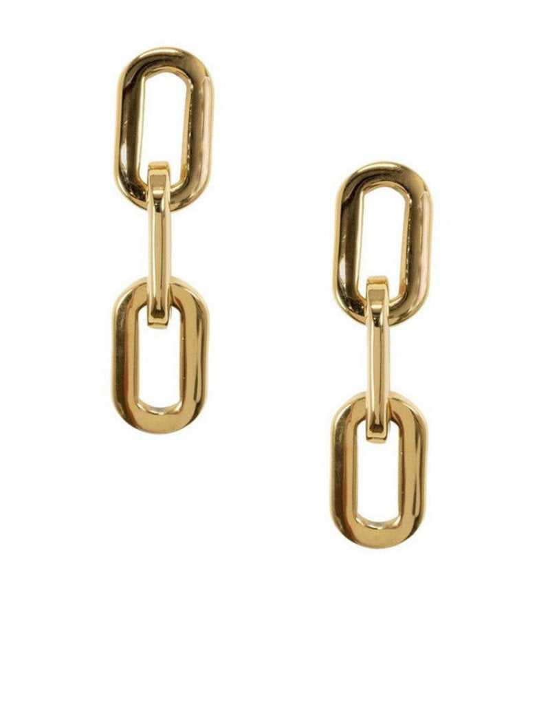 Three Link Earrings- Gold