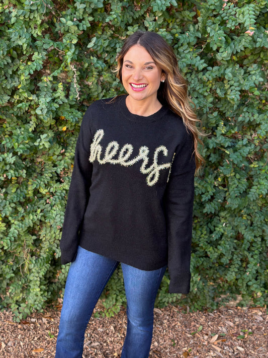 Cheers Pullover Sweater- Black