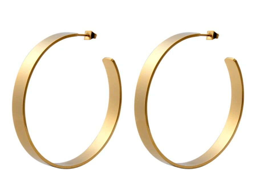 Clio Flat Hoop Earrings- Gold