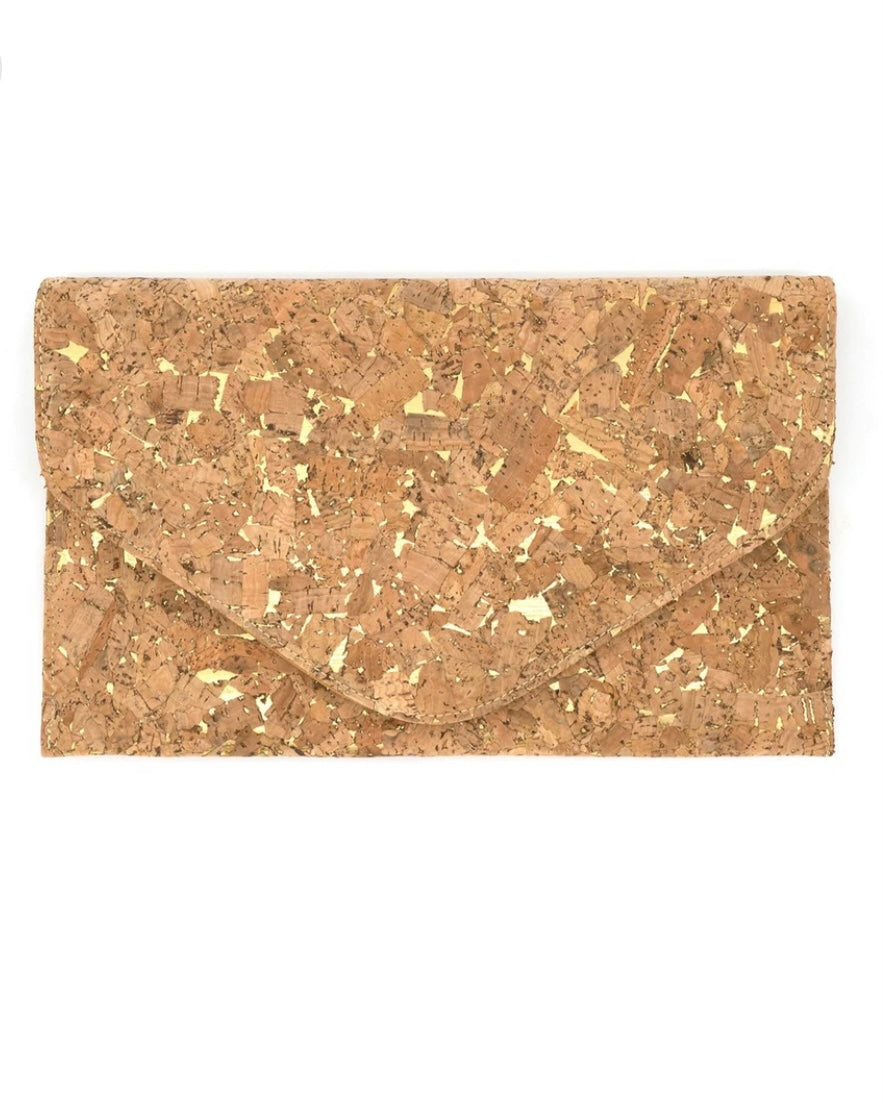 Cork Envelope Clutch-Natural