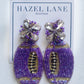 Beaded Football Earrings- Purple