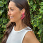 Sequin & Glass Wing Earrings- Hot Pink