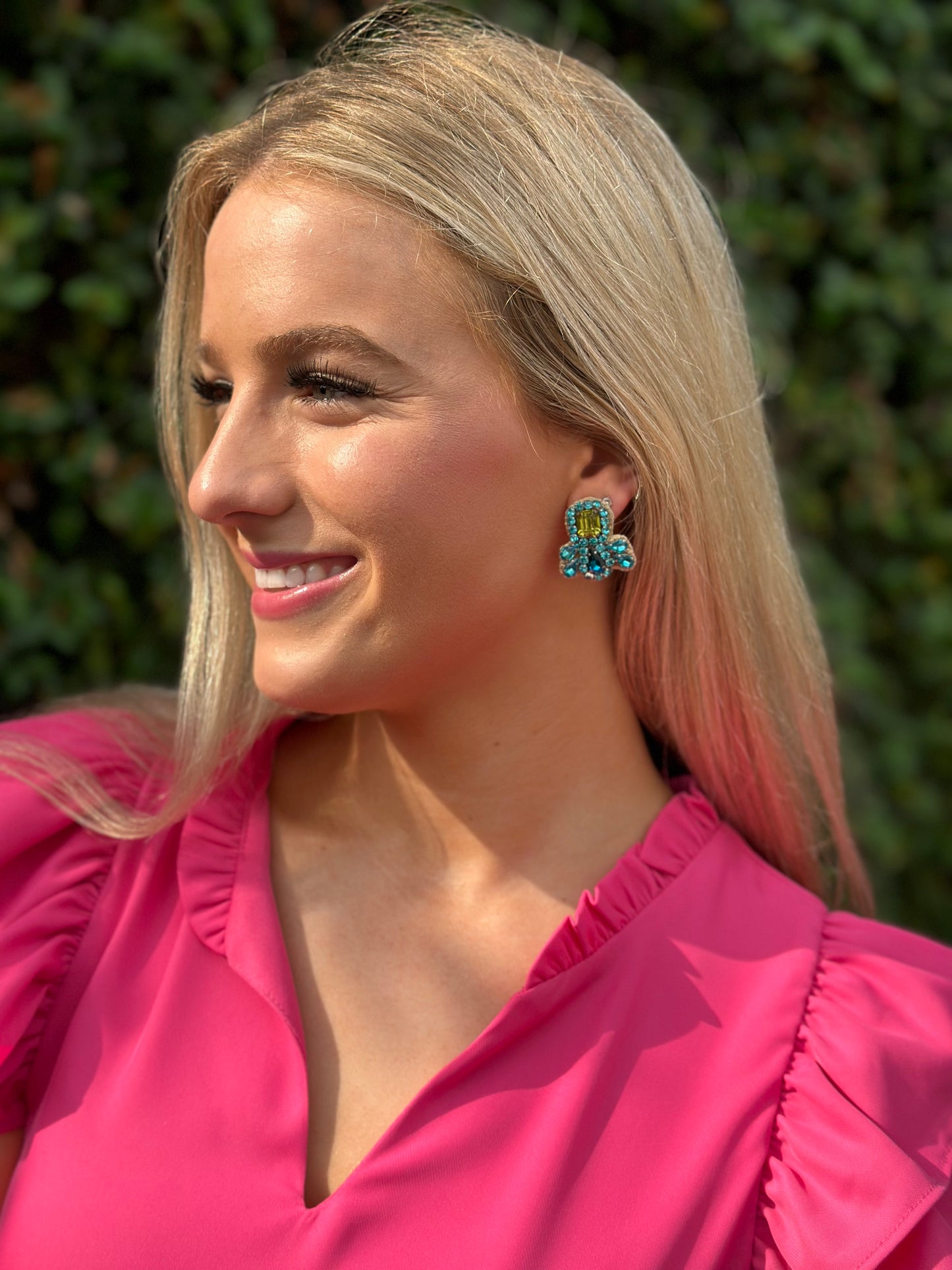 Sadie Stud Earrings- Teal/Lime