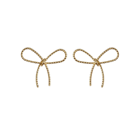 Dainty Bow Earrings- Gold