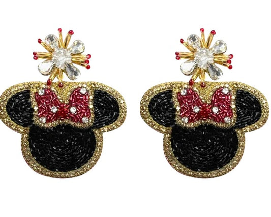 Minnie Mouse Earrings- Red