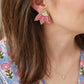 Calypso Stud Earrings- White/Pink