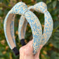 Rattan Knot Headband- Ivory & Blue