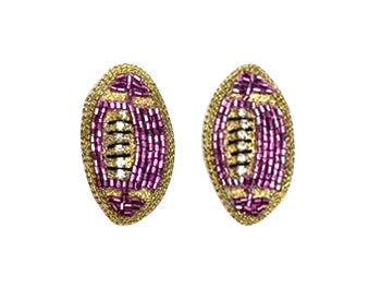 Football Stud Earrings- Purple & Gold