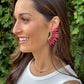 Sequin & Glass Wing Earrings- Hot Pink